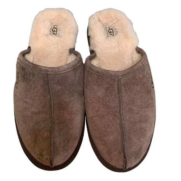 UGG Other - UGG Scuff Slipper Shoes Men's 10 Brown Suede Shearling Lined Comfort Sli…